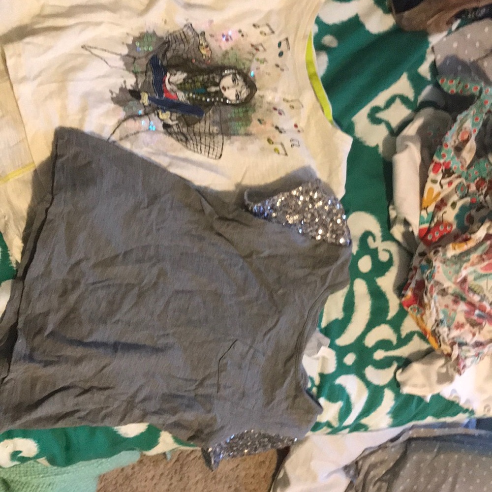 Two Disney shirts- white youth XS-grey youth S